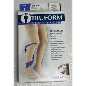 Truform Leg Compression Stocking 20-30* Firm Thigh High OpenToe 0868 L Beige 335